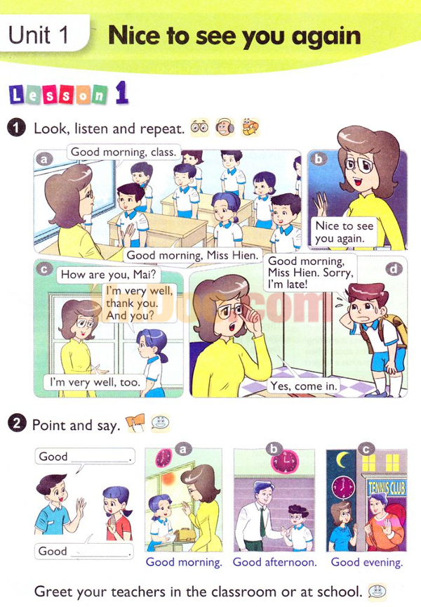 Unit 1 anh 4 new theo chương trình mới Tiếng Anh lớp 4 Chương trình mới Unit 1: Nice to see you again