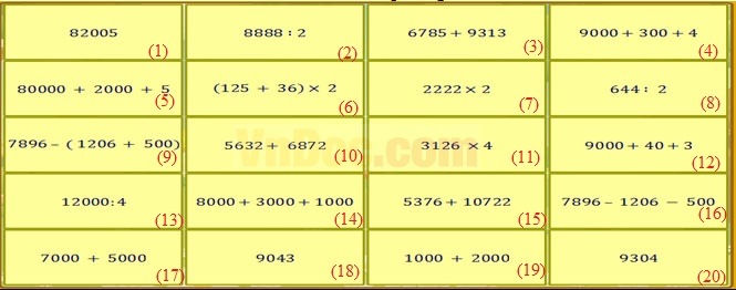 Đề thi Violympic Toán tiếng Anh lớp 4 vòng 2