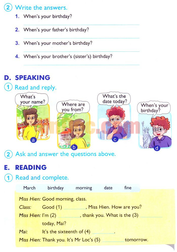 Bài tập Tiếng Anh lớp 4 Chương trình mới Bài tập Tiếng Anh lớp 4