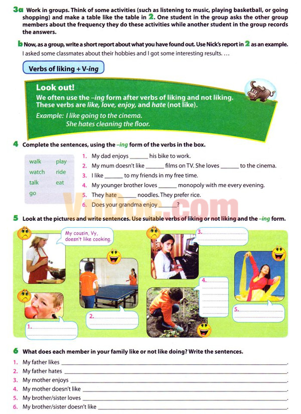 Bài tập tự luận Tiếng Anh lớp 7 Unit 1 có đáp án