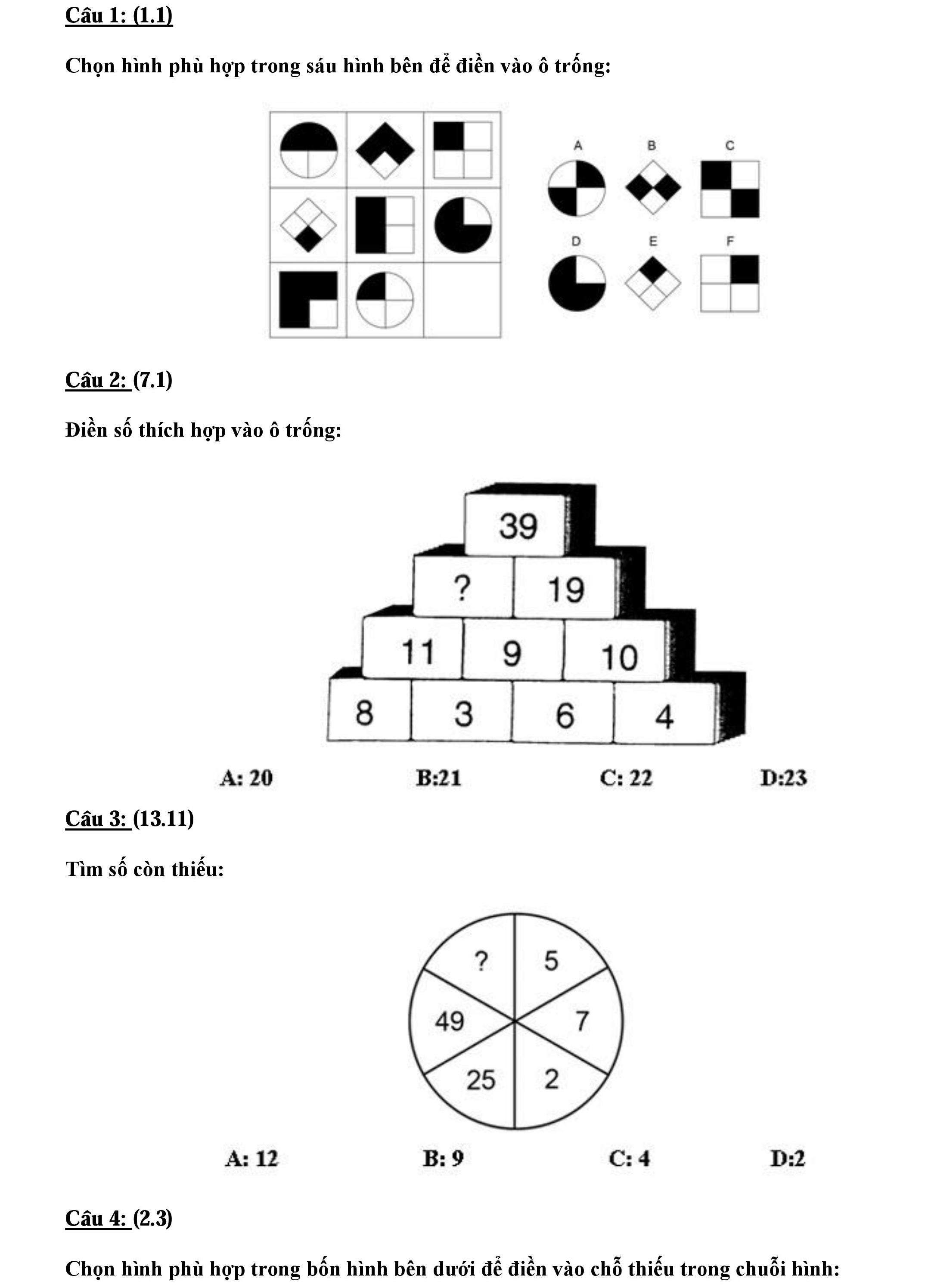 Các câu hỏi ôn thi vào ngân hàng 30 bộ đề thi tuyển vào các ngân hàng