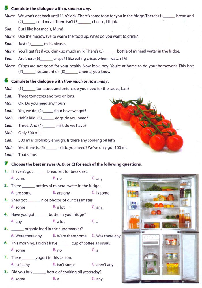 Bài tập Tiếng Anh lớp 7 Chương trình mới Unit 5: VietNam Food and Drink