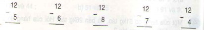 12 trừ đi một số 12 - 8 Giải bài tập trang 52 SGK Toán 2