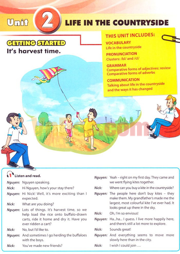 Tiếng Anh lớp 8 Chương trình mới Unit 2: Life in the Countryside