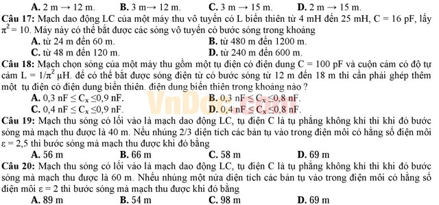 Bài tập thu phát sóng điện từ