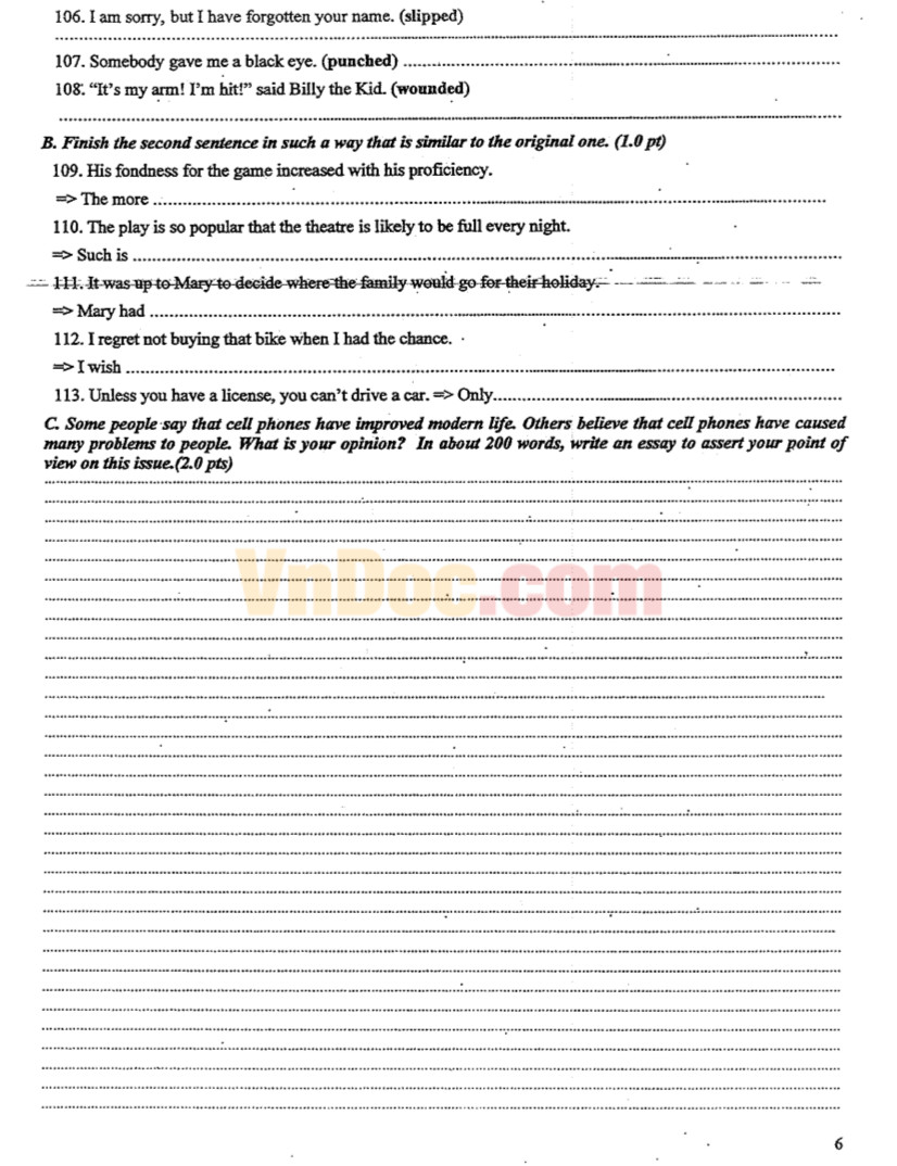 Bộ đề và đáp án thi HSG môn Tiếng Anh lớp 9