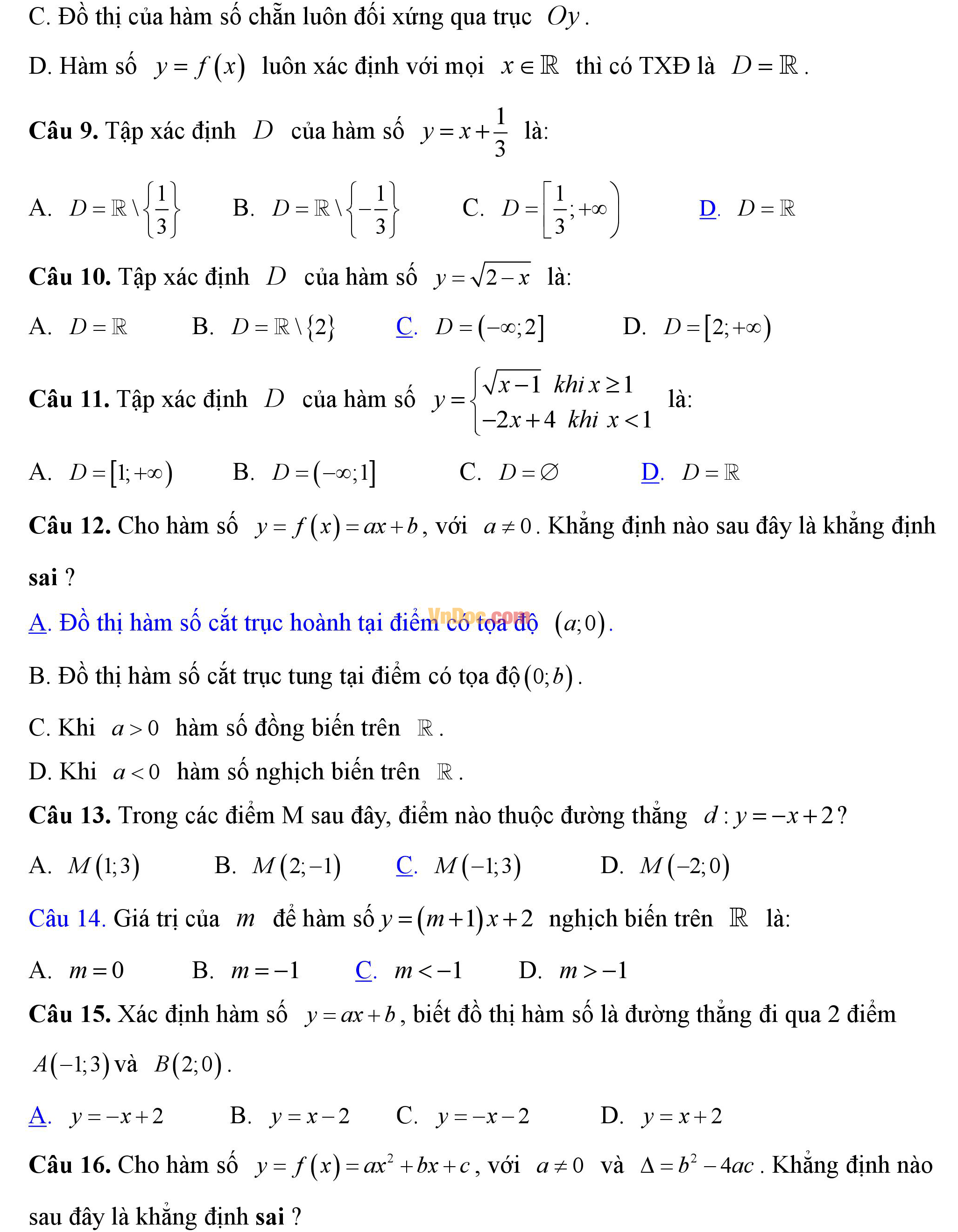 Đề kiểm tra 1 tiết hk1 môn Toán lớp 10