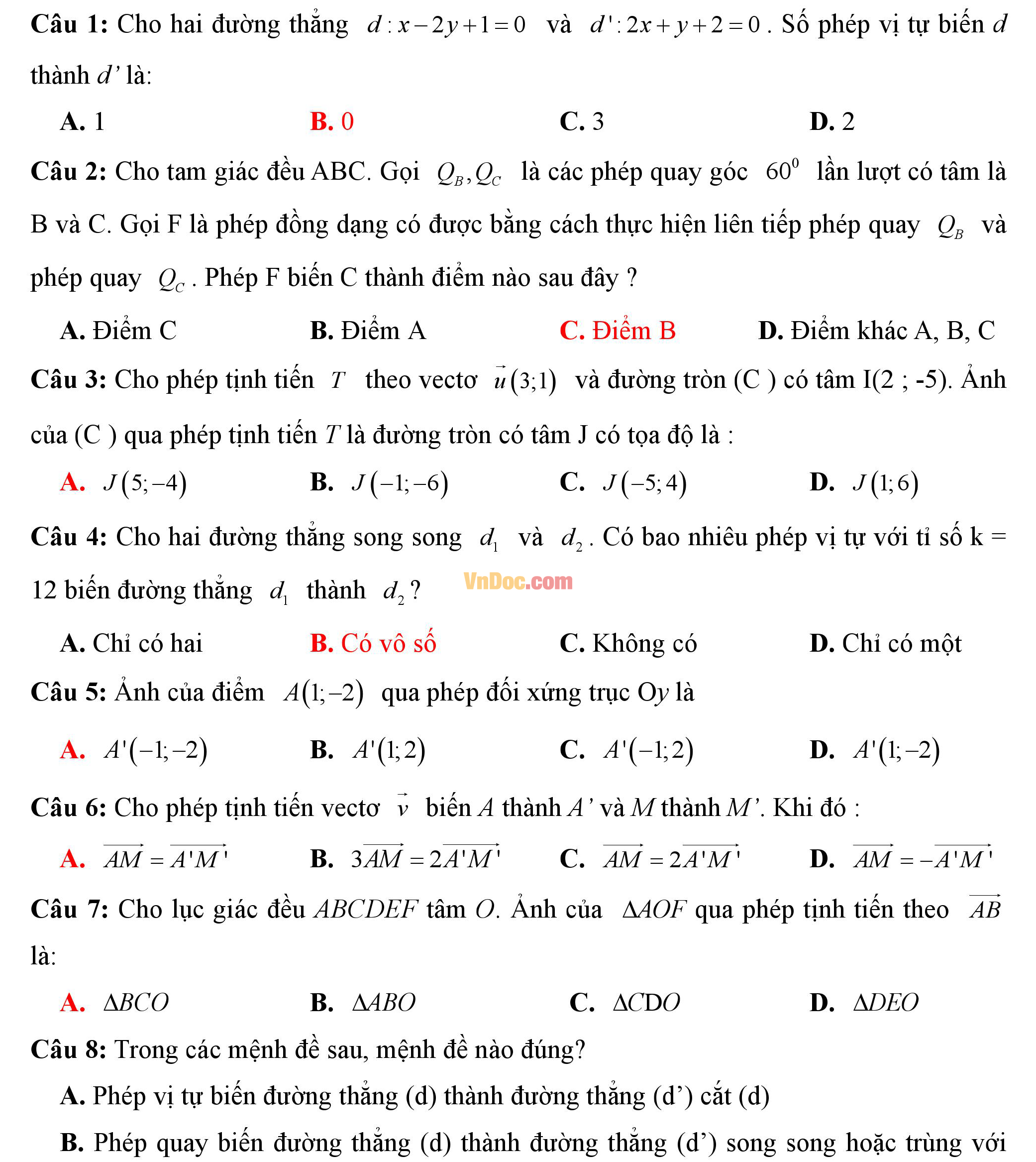 Đề kiểm tra 1 tiết hk1 môn Toán hình học lớp 11