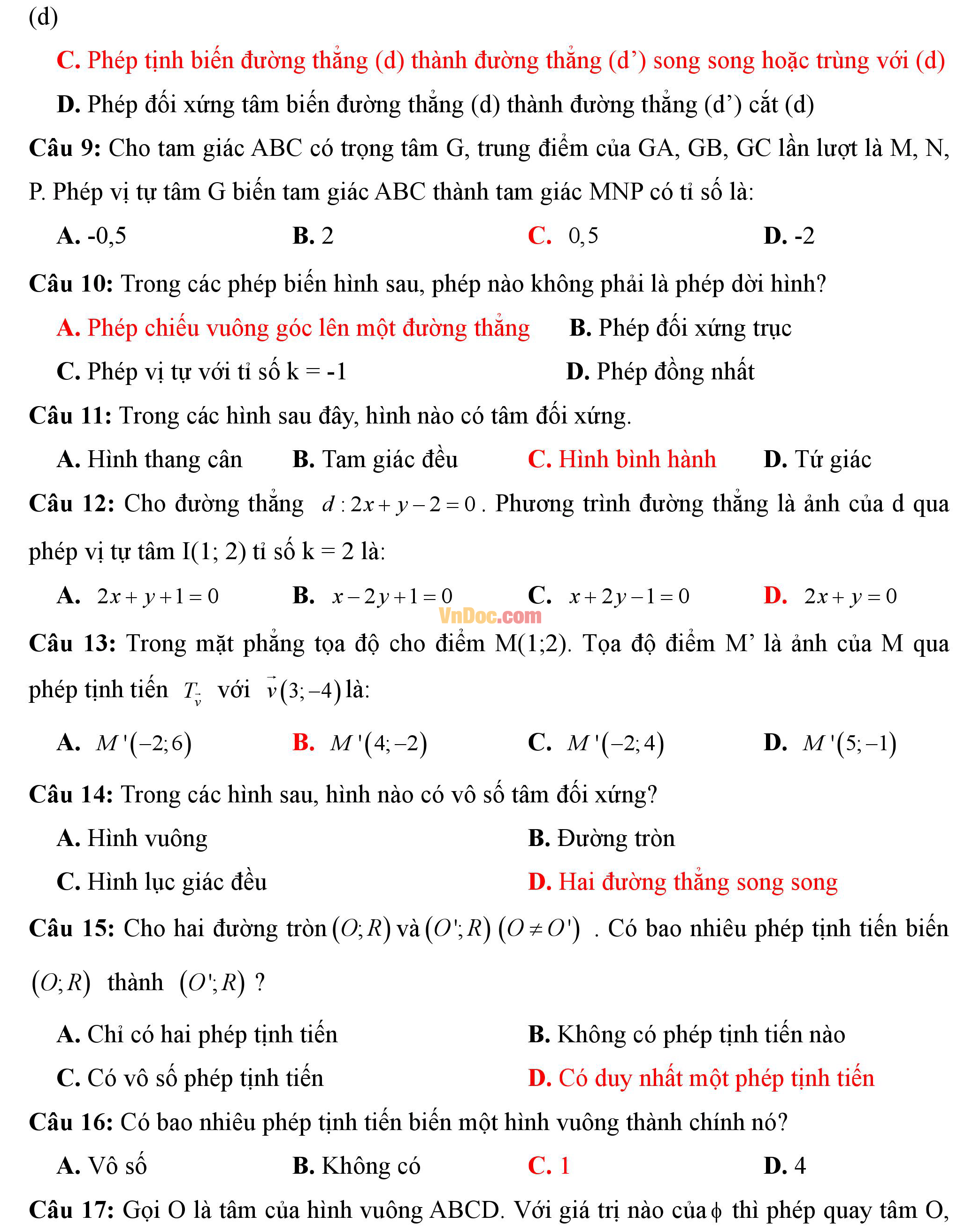 Đề kiểm tra 1 tiết hk1 môn Toán hình học lớp 11
