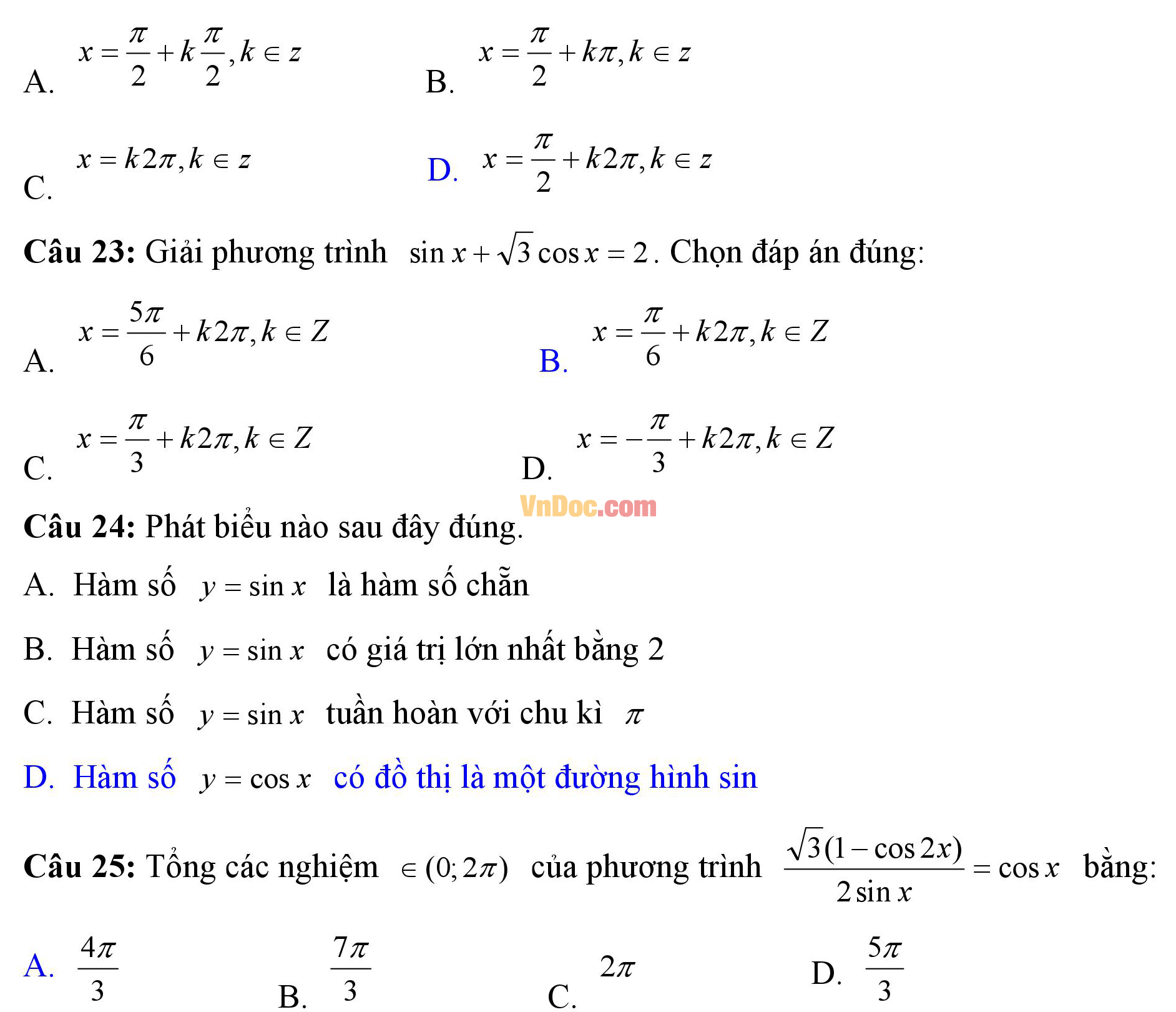 Đề kiểm tra 1 tiết hk1 môn toán lượng giác lớp 11