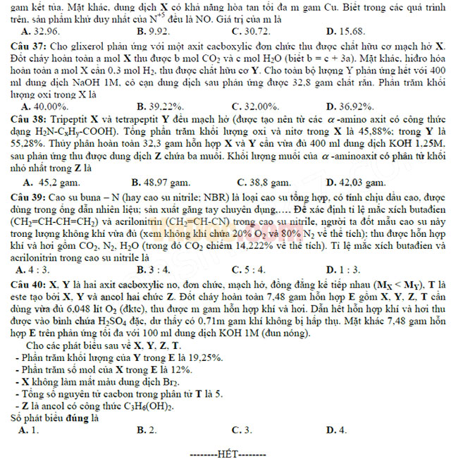 Đề thi thử THPT Quốc gia năm 2017 môn Hóa học trường THPT số 2 Văn Bàn, Lào Cai Đề thi thử THPT Quốc gia năm 2017 môn Hóa học có đáp án