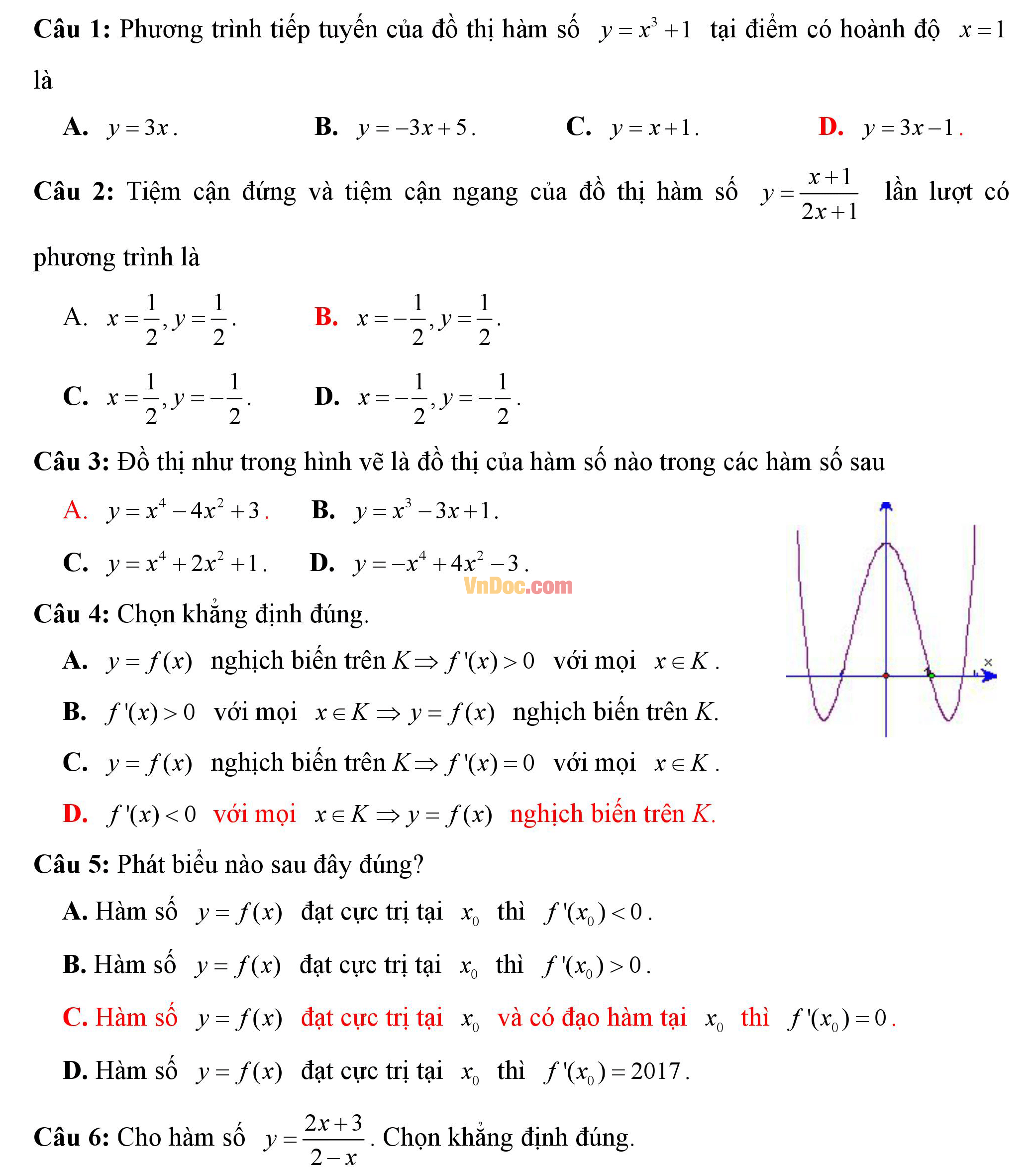 Đề kiểm tra 1 tiết hk1 môn Toán lớp 12
