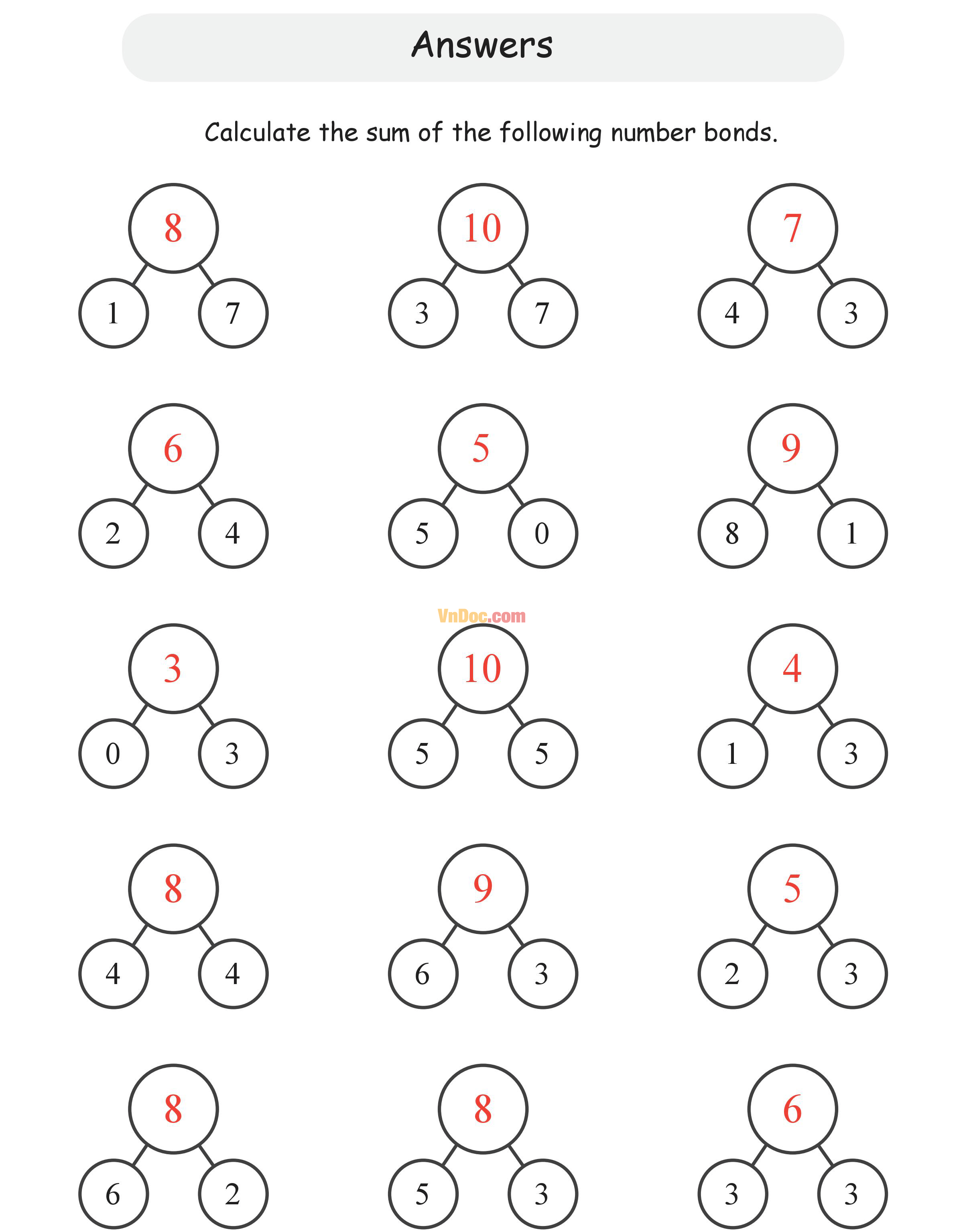 Addition bonds Học Toán Tiếng Anh lớp 1 bài 3