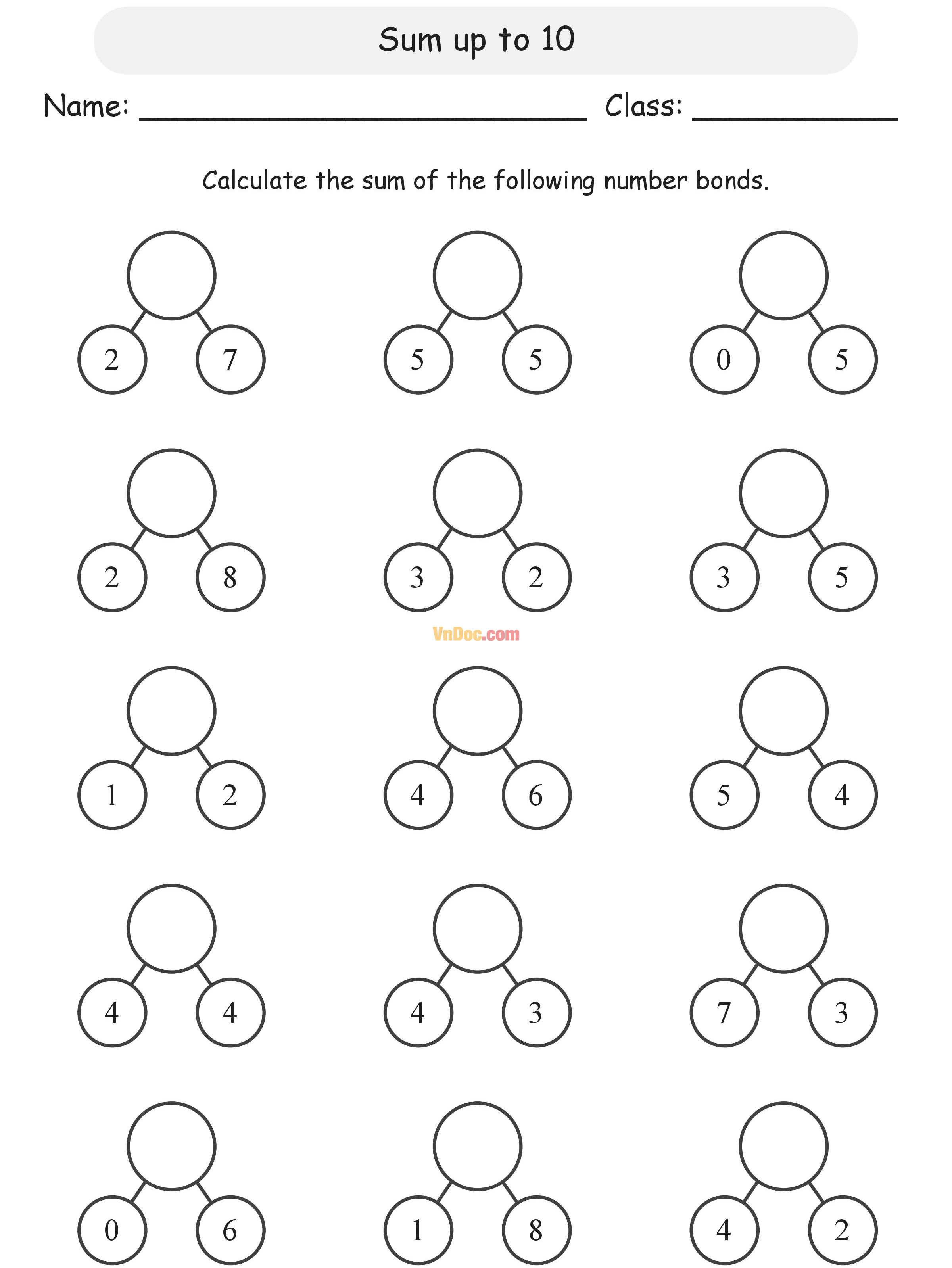 Addition bonds Học Toán Tiếng Anh lớp 1 bài 3