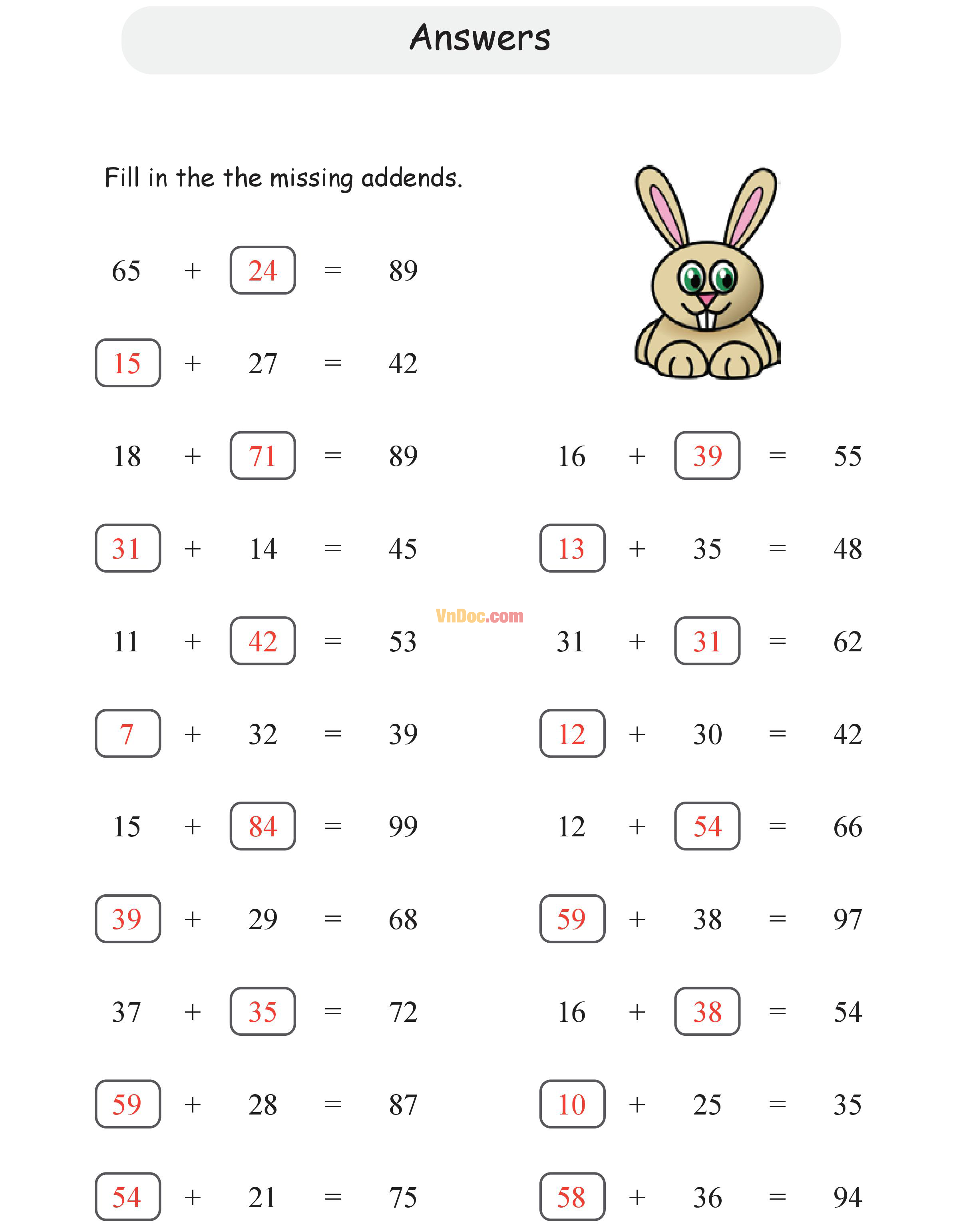 Missing Addends Học Toán Tiếng Anh lớp 1 bài 7