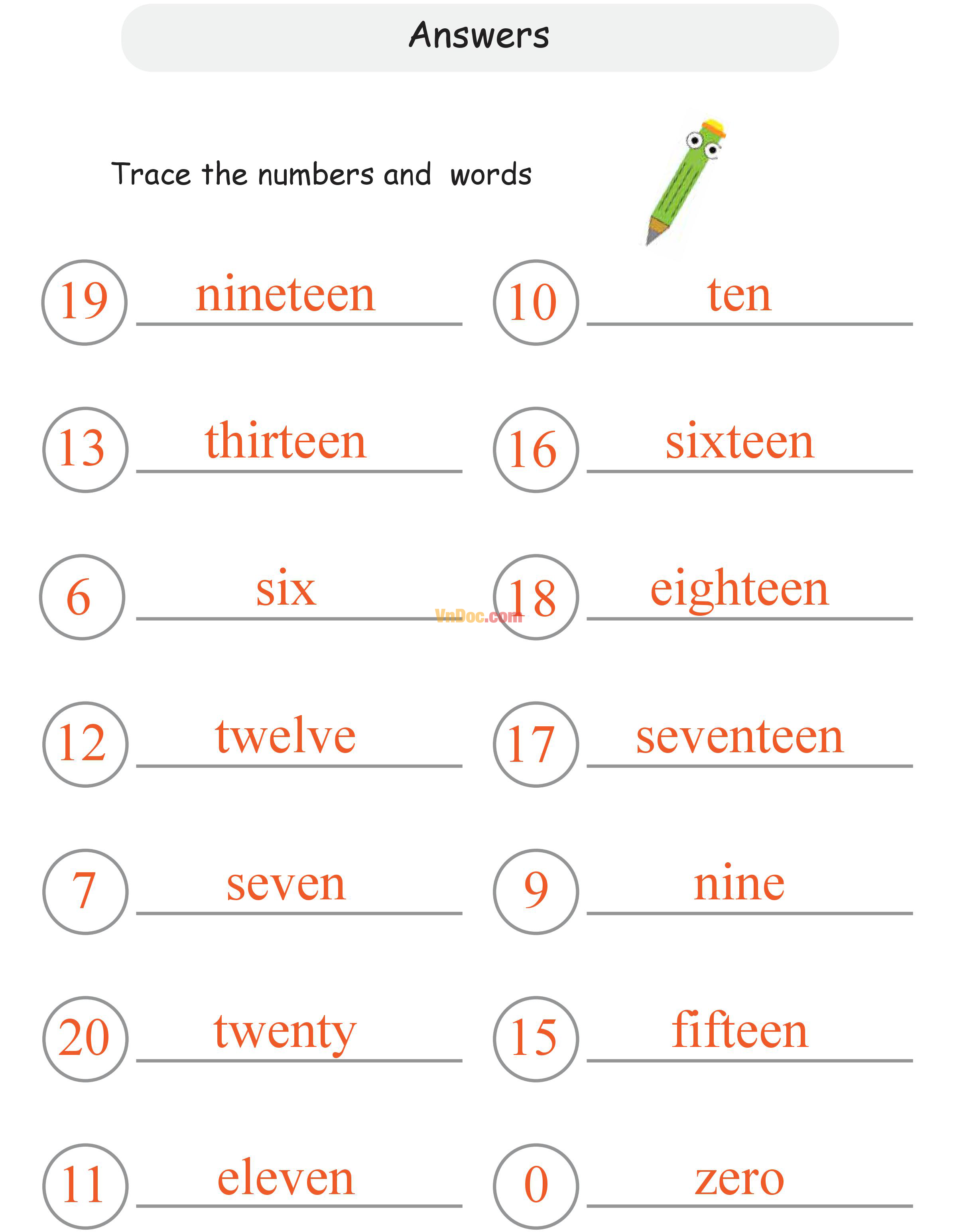 Học Toán Tiếng Anh lớp 1 bài 10