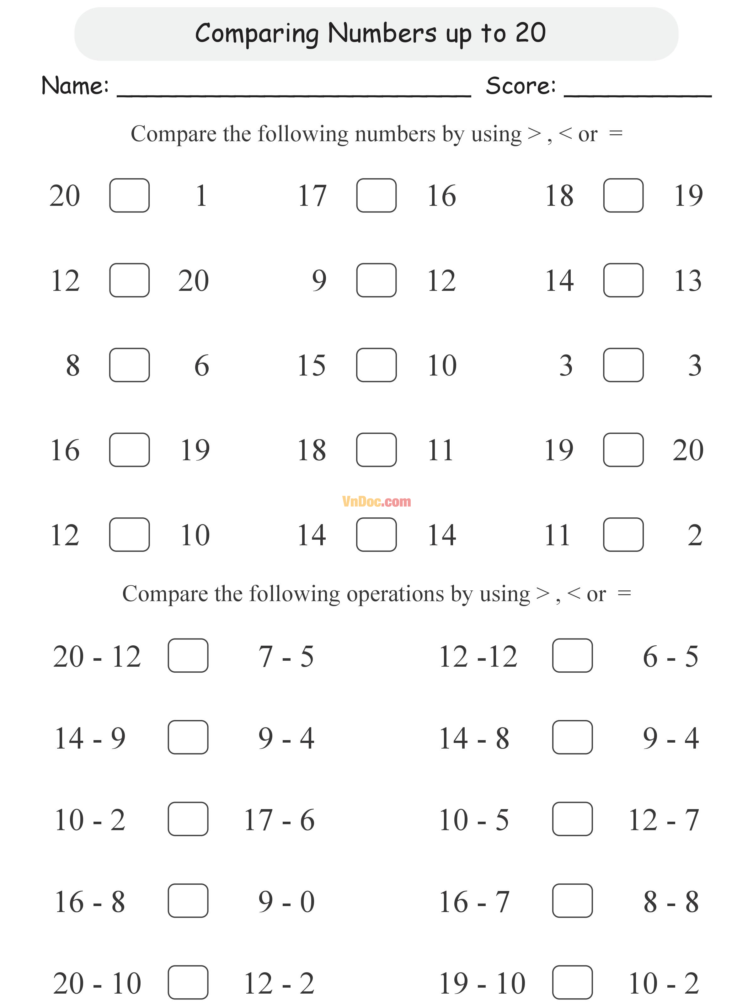 Học Toán Tiếng Anh lớp 1 bài 14