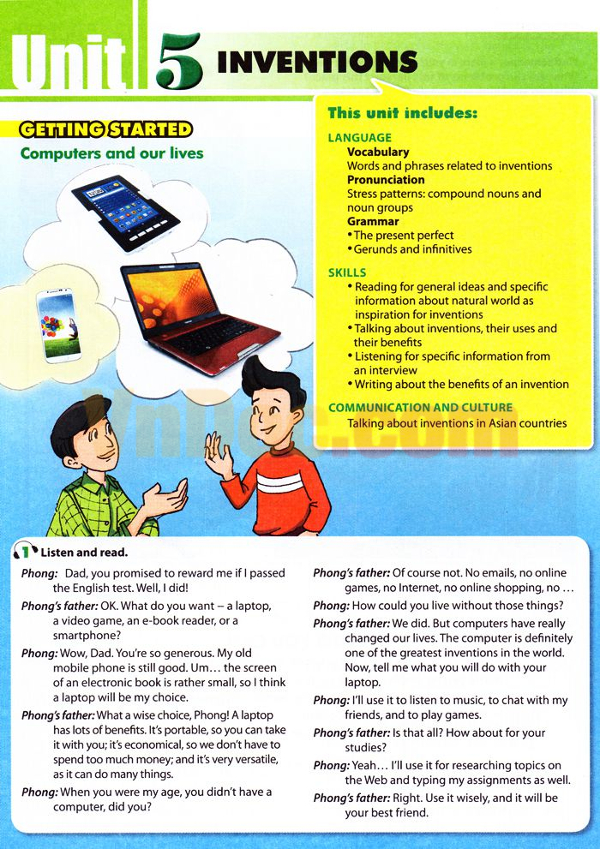 Tiếng Anh lớp 10 Chương trình mới Unit 5 Tiếng Anh lớp 10 Chương trình mới Unit 5: INVENTIONS