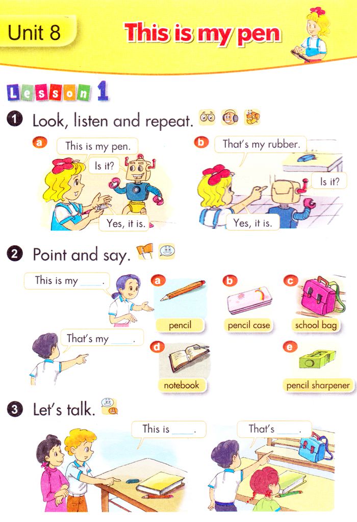 Tiếng Anh lớp 3 Chương trình mới Unit 8: This is my pen