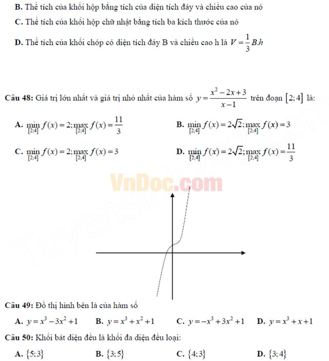 Đề thi thử THPT Quốc gia năm 2017 môn Toán trắc nghiệm