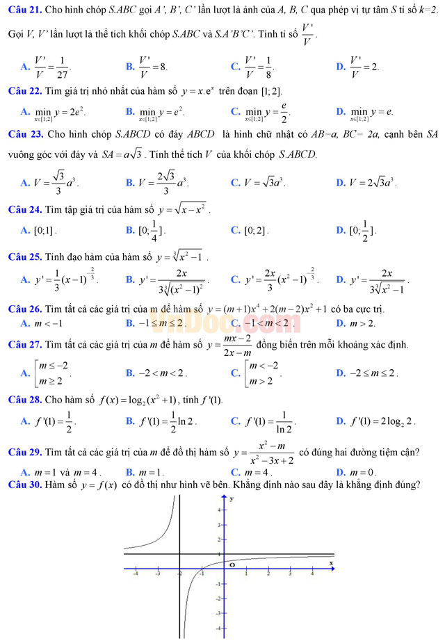 Đề thi thử THPT Quốc gia năm 2017 môn Toán trắc nghiệm trường THPT Hà Trung, Thanh Hóa (Lần 1) Đề thi thử THPT Quốc gia năm 2017 môn Toán trắc nghiệm có đáp án