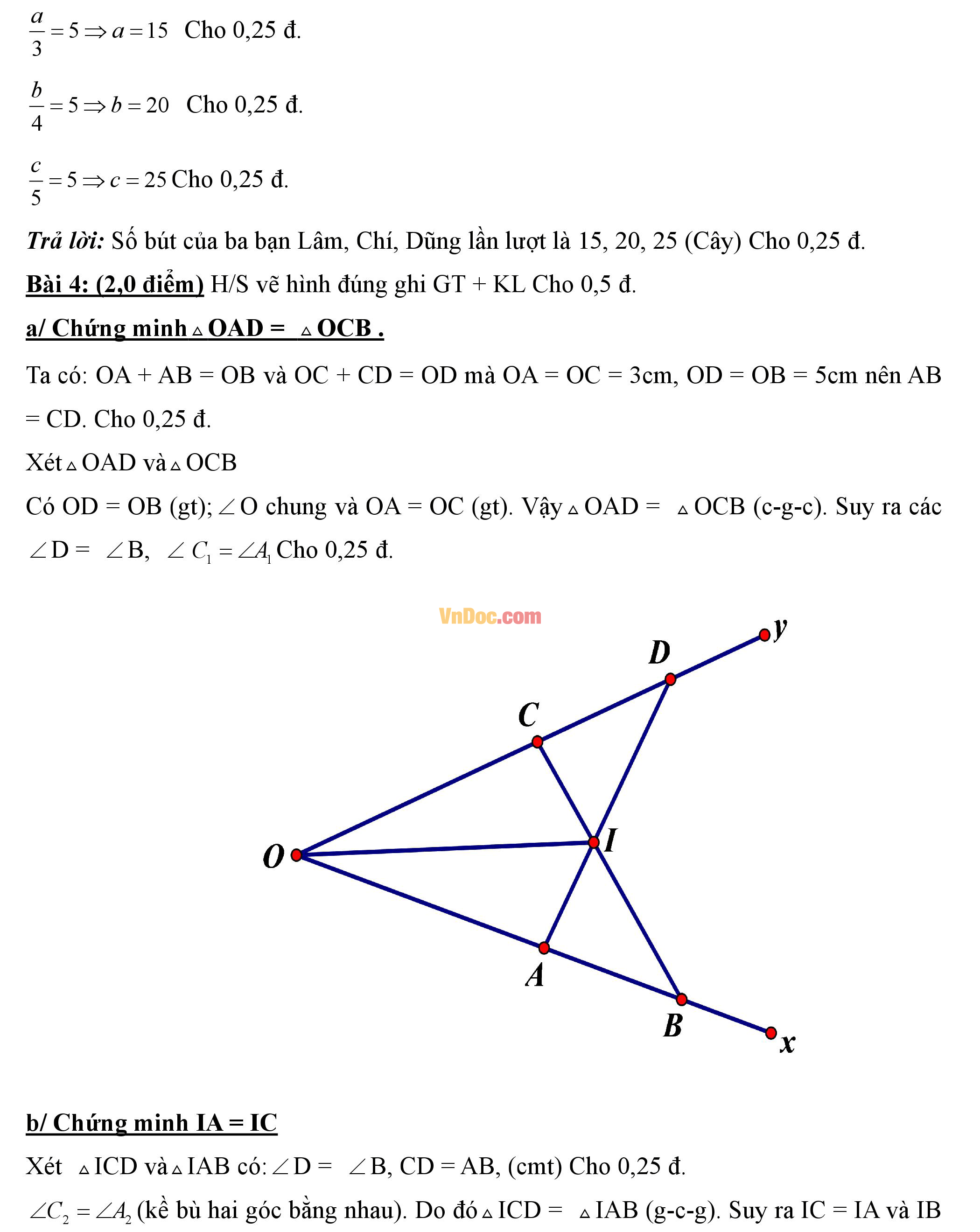 Đáp án đề thi hk1 môn Toán lớp 7 Đáp án đề thi hk1 môn Toán lớp 7