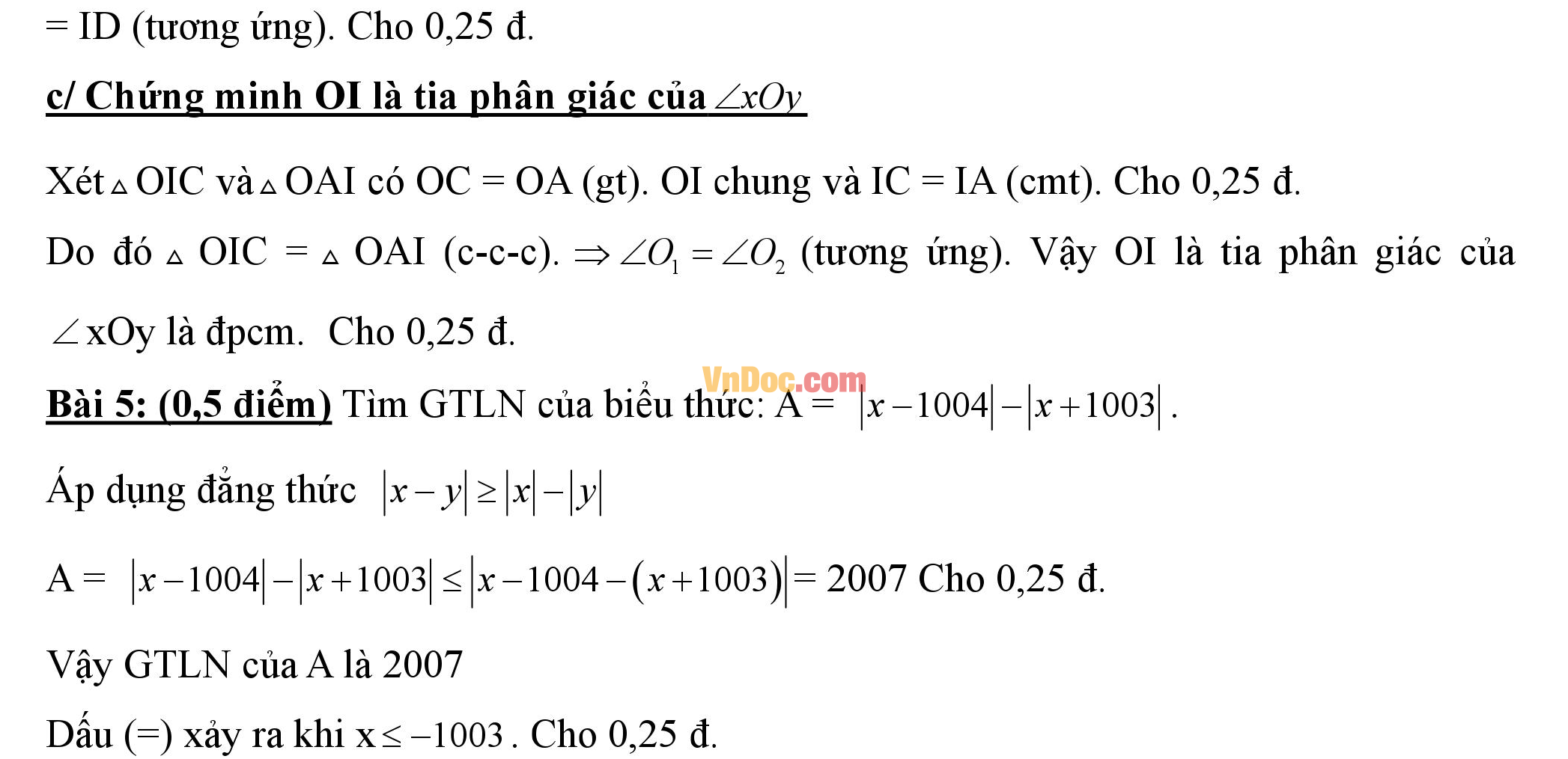 Đáp án đề thi hk1 môn Toán lớp 7 Đáp án đề thi hk1 môn Toán lớp 7