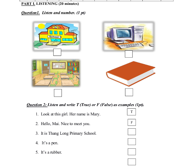 Đề kiểm tra học kỳ 1 tiếng Anh lớp 3 Đề kiểm tra học kỳ 1 tiếng Anh lớp 3 có đáp án