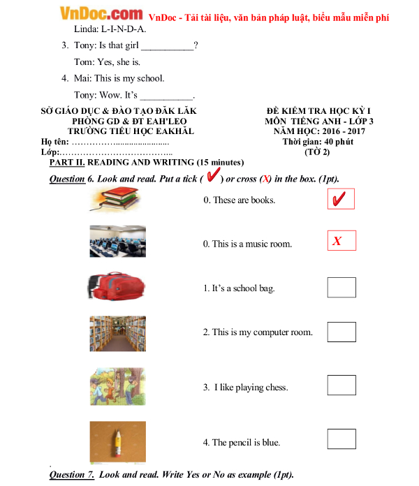 Bài kiểm tra trắc nghiệm tiếng Anh lớp 3 trực tuyến Đề kiểm tra tiếng Anh lớp 3 chương trình mới có đáp án