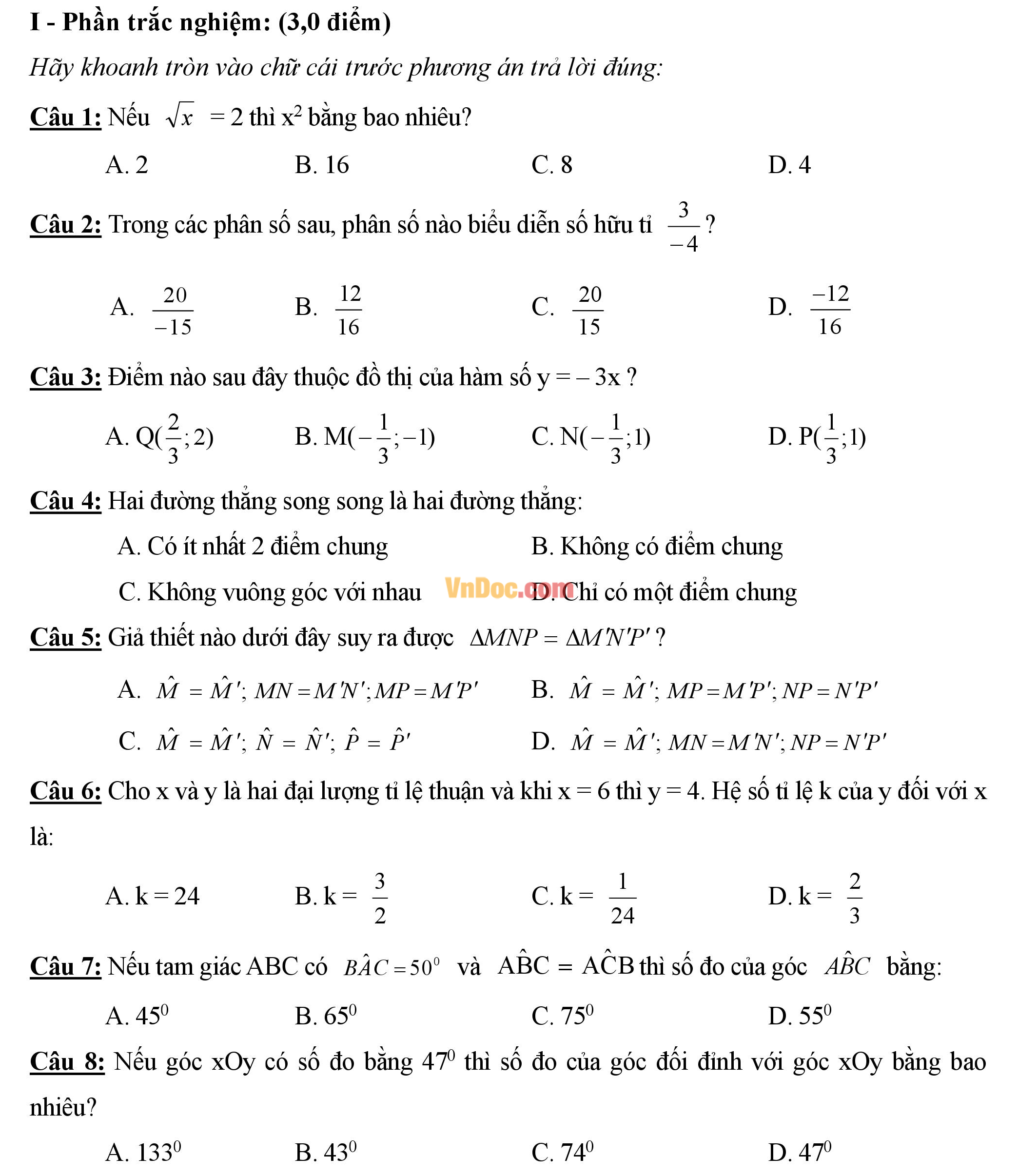 Đề thi hk1 môn toán lớp 7 Đề thi hk1 môn toán lớp 7