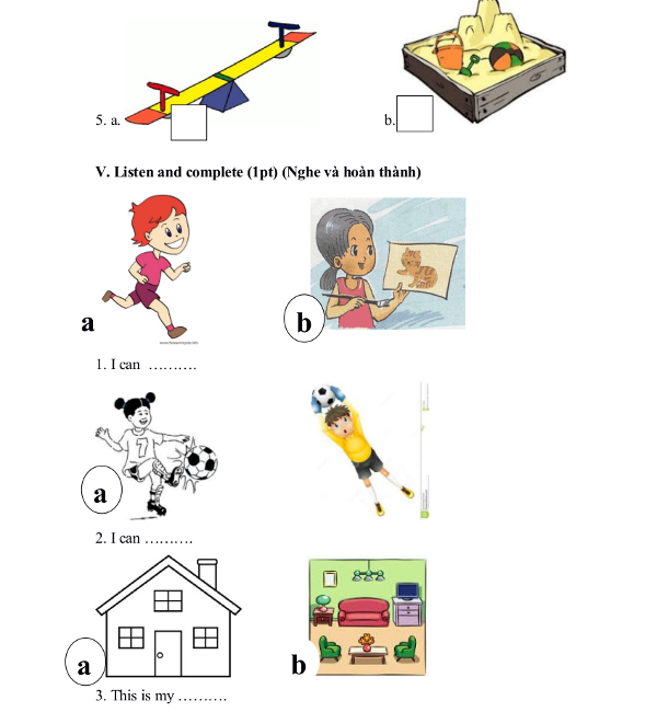 Đề thi học kỳ 1 môn tiếng Anh lớp 2 có đáp án