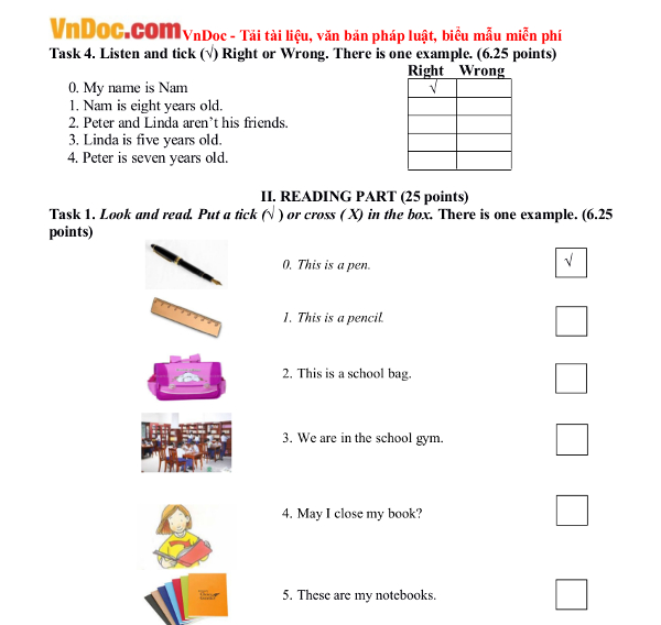 Bài tập Tiếng Anh lớp 3 tổng hợp Đề thi học kỳ 1 môn tiếng Anh lớp 3 có đáp án