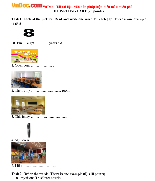 Bài tập tiếng Anh trẻ em lớp 3 cho bé 8 tuổi Bài tập Tiếng Anh lớp 3 tổng hợp