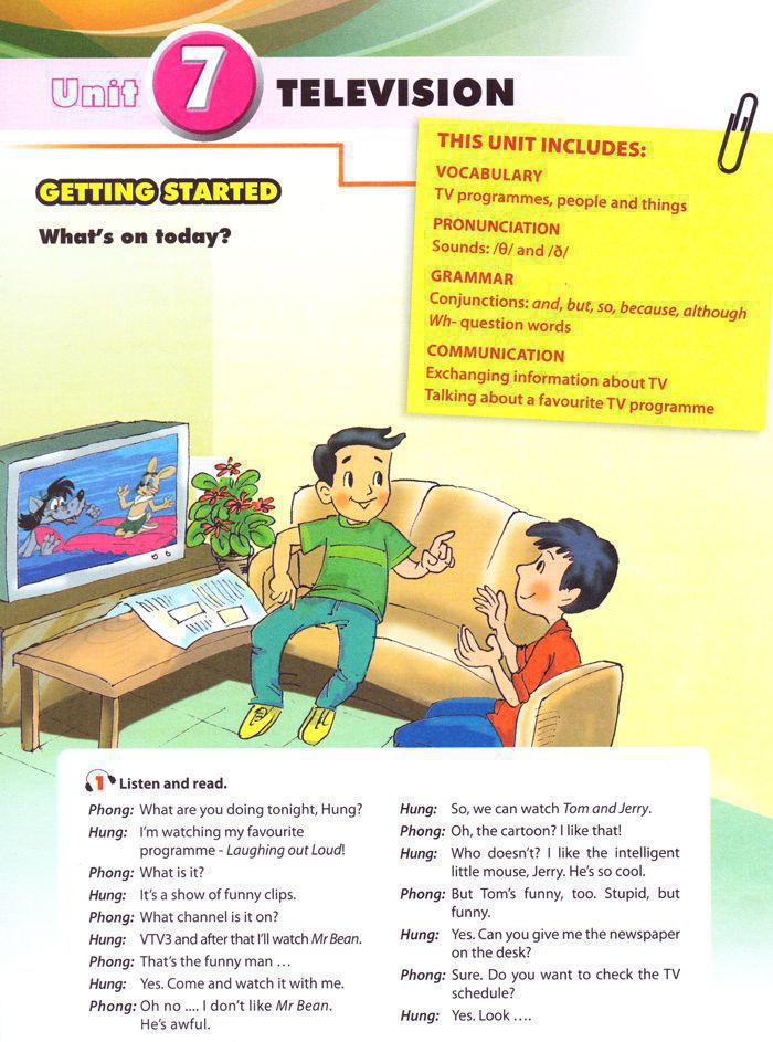 Tiếng Anh lớp 6 Chương trình mới Unit 7: TELEVISION