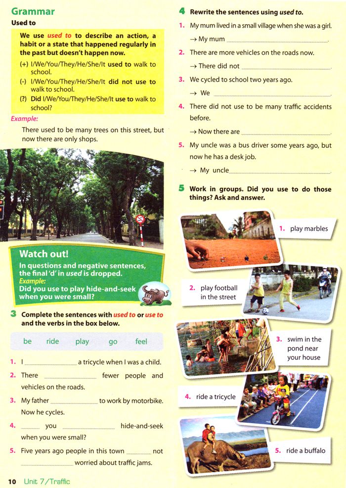 Bài tập tiếng Anh lớp 7 Thí điểm Unit 7: Traffic