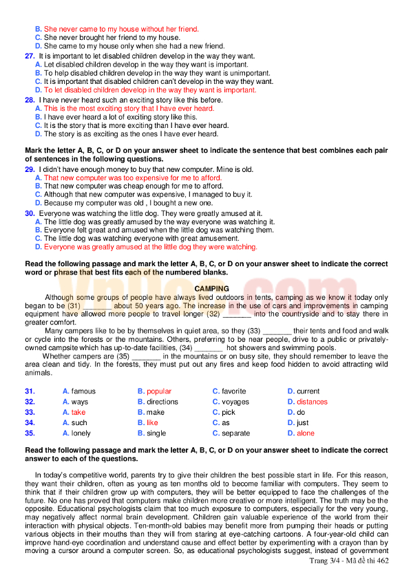 Đề Thi Học Kì 1 Lớp 10 Môn Tiếng An Kiểm tra học kì I lớp 10