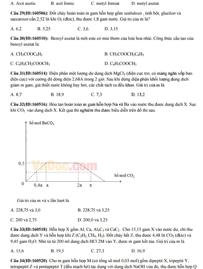 Đề thi thử THPT Quốc gia năm 2017 môn Hóa học trường THPT chuyên Khoa học tự nhiên có đáp án