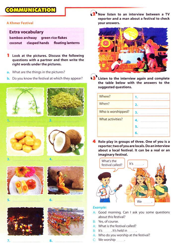Giải thí điểm 8 Unit 5 - Festivals of Viet Nam -Communication