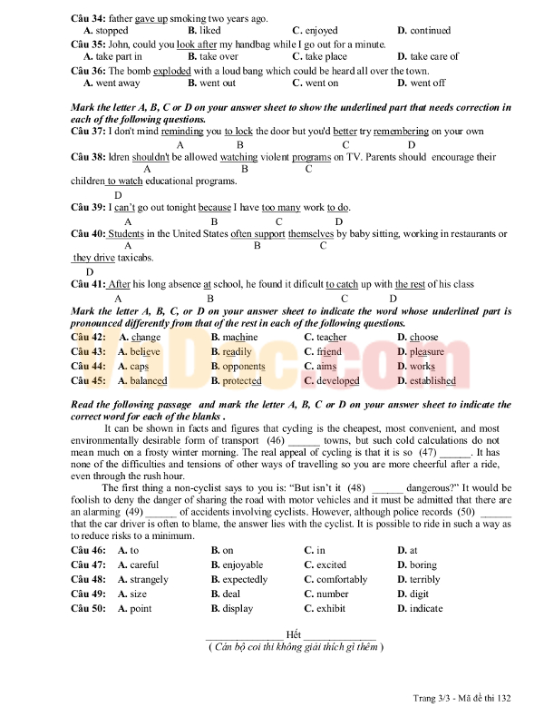 Bộ đề thi học kì 1 môn Tiếng Anh lớp 11