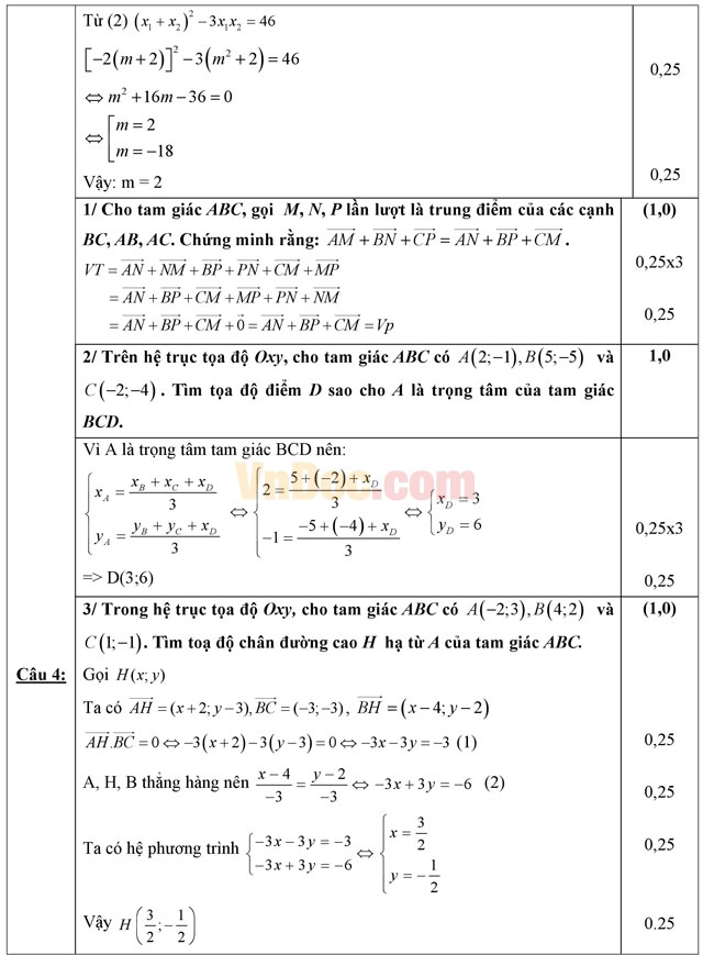 Đề thi học kì 1 môn Toán lớp 10 trường THPT Lê Thanh Hiên, Tiền Giang năm học 2016 - 2017 Đề thi học kì 1 môn Toán lớp 10 có đáp án