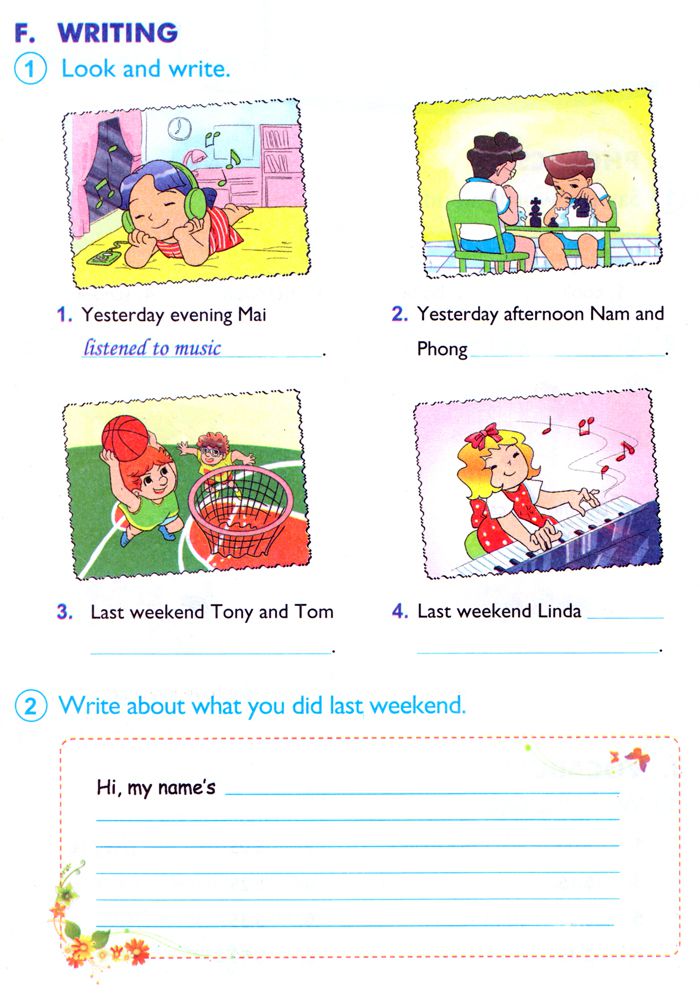 Bài tập Tiếng Anh lớp 4 Chương trình mới Unit 10: WHERE WERE YOU YESTERDAY? Bài tập điền từ và sắp xếp lại câu Tiếng Anh lớp 4