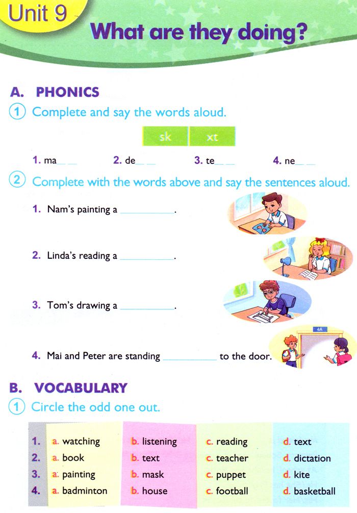 Bài tập Tiếng Anh lớp 4 Chương trình mới Unit 9 Bài tập Tiếng Anh lớp 4 Chương trình mới Unit 9: WHAT ARE THEY DOING?