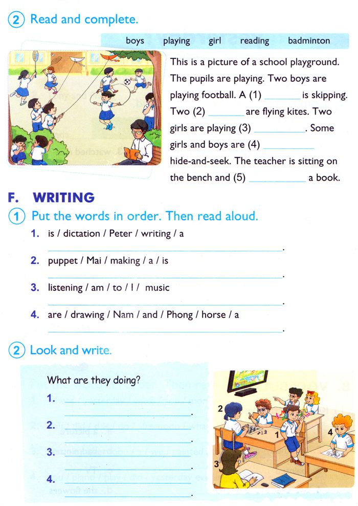 Bài tập Tiếng Anh lớp 4 Chương trình mới  Unit 9: What are they doing?