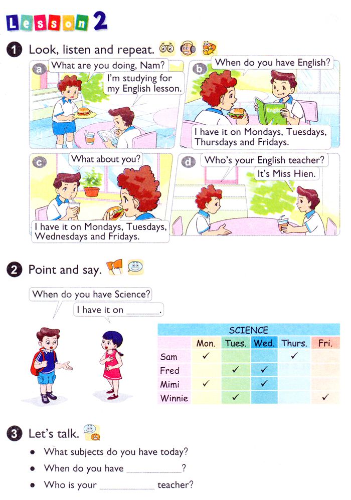 Unit 8: What subjects do you have today? - CT Bộ GDĐT 4