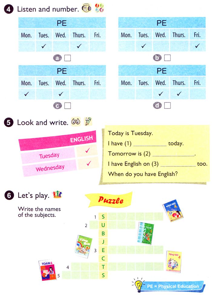 UNIT 8 What subjects do you have today? - Tiếng Anh lớp 4