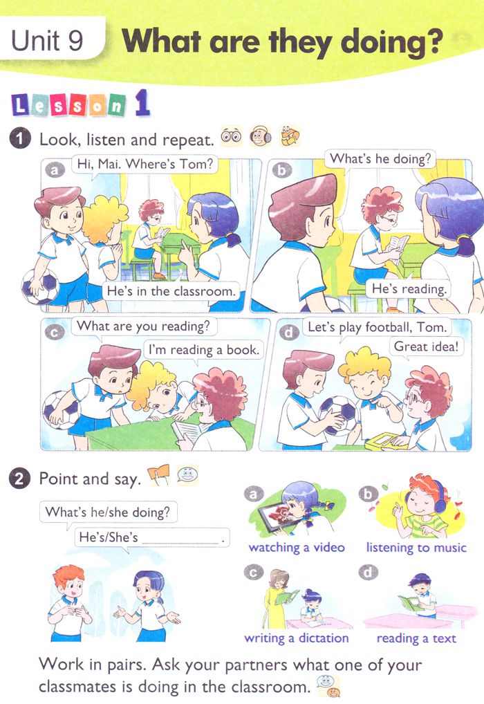 Giải bài tập SGK Tiếng Anh lớp 4 Thí điểm Unit 9