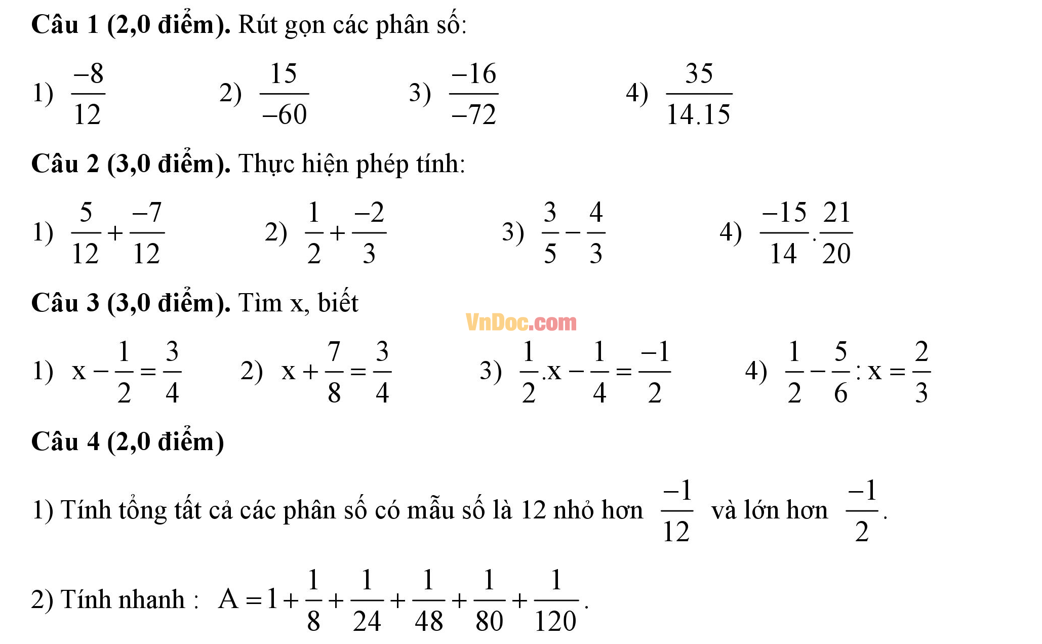 Đề thi giữa hk2 môn Toán đại số lớp 6