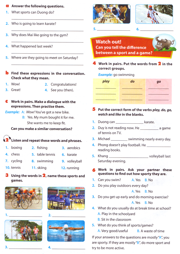 A Closer Look 1 Unit 8 Lớp 6 Trang 18 SGK