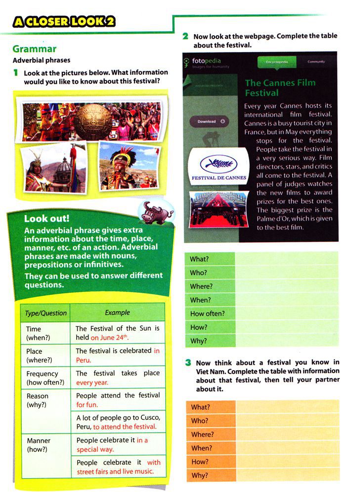 A Closer Look 2 Unit 9 Lớp 7 Trang 30 SGK