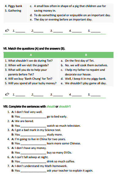 Bài tập tiếng Anh lớp 6 Thí điểm Unit 7: TELEVISION